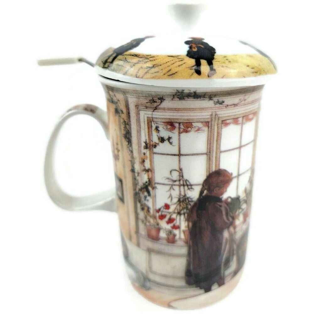 Ashdene Flower Window Mug With Tea Infuser Fine Bone China Cup Lid Children